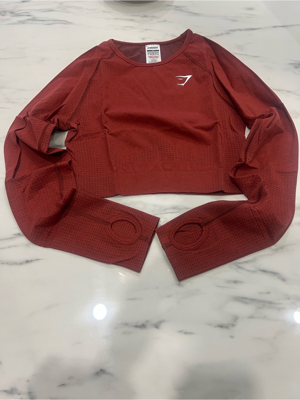 Gymshark Burgundy Seamless Long-Sleeve Crop Top